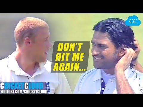 Dhoni Hit on Head by Flintoff | Watch Dhoni Reply !!