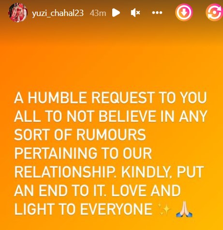 Yuzvendra Chahal Insta Story