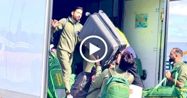 Pakistani players loading their luggage