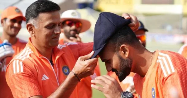 Rahul Dravid Giving Test Cap to Akash Deep